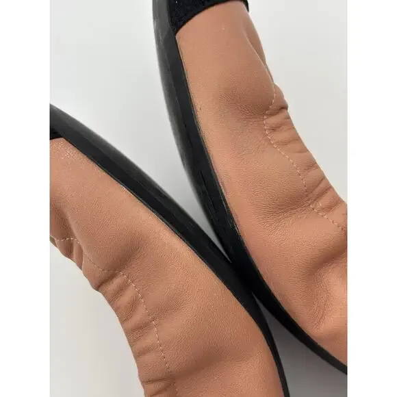 Chanel Interlocking CC Logo Ballet Flat Beige Black Leather Size 38.5 / 8.5 - Picture 14 of 16